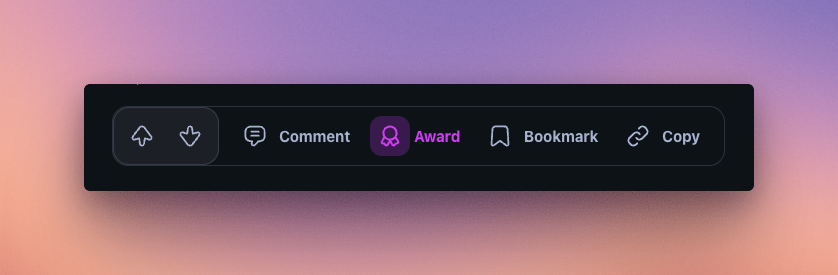 screenshot of how the award button looks like