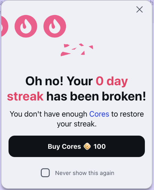 Streak restore notification using Cores