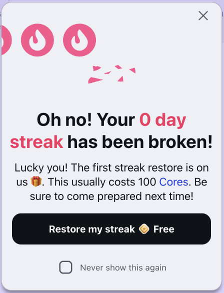 First streak restore free notification